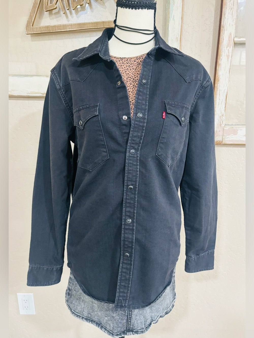 Levi's Womens Black Button-Down Western Shirt